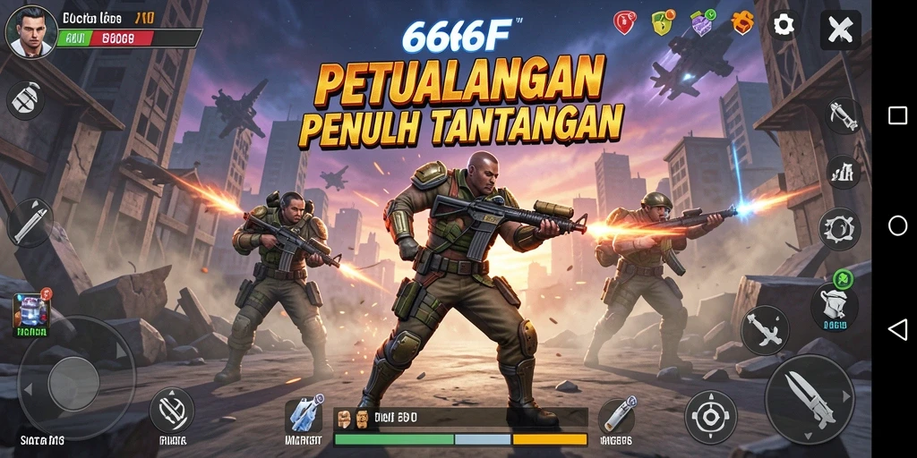 Tampilan gameplay 666F yang penuh aksi dan visual menarik.