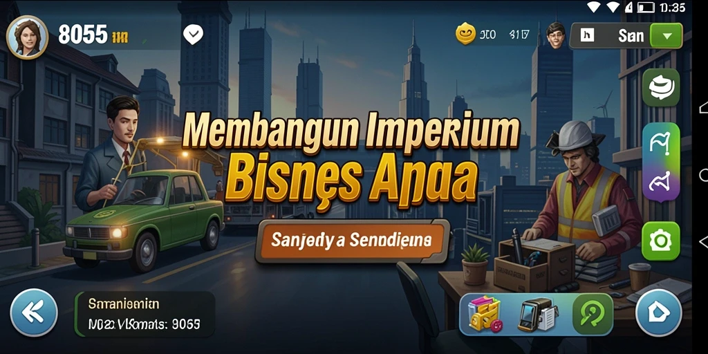 Tangkapan layar tampilan utama gameplay Tycoon 8055 yang megah.