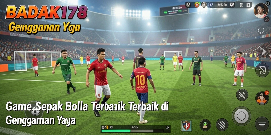 Screenshot menampilkan pertandingan sepak bola yang mendebarkan di BADAK178.