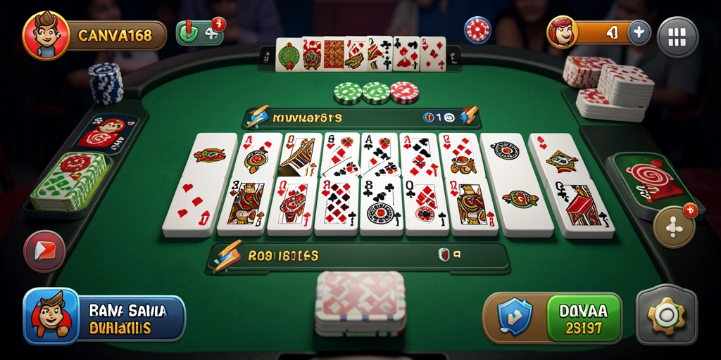 Tampilan gameplay seru dalam permainan Domino CANVA168.