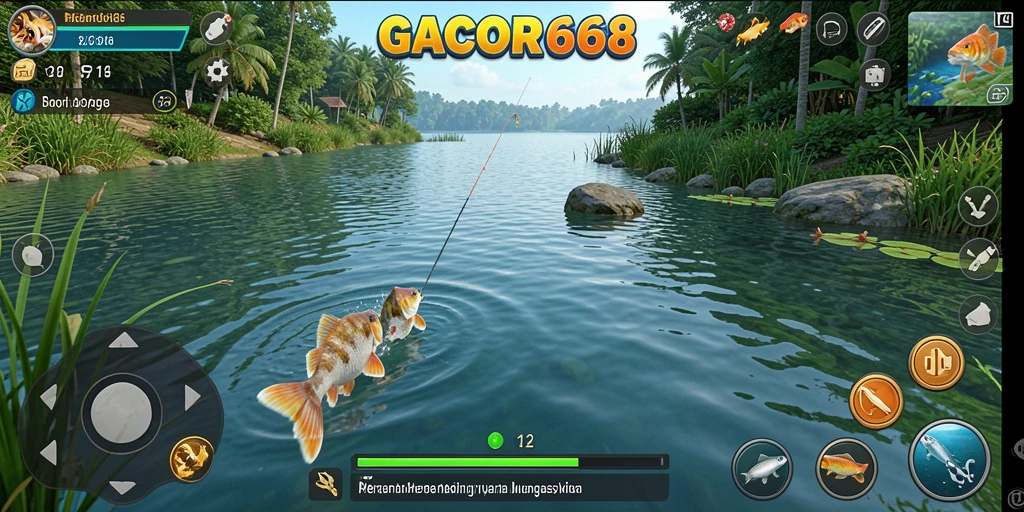 Screenshot GACOR668 menampilkan gameplay memancing yang mendebarkan.