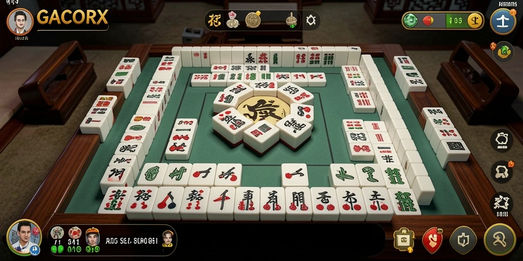 Tampilan gameplay menyenangkan dengan elemen Mahjong yang menarik.