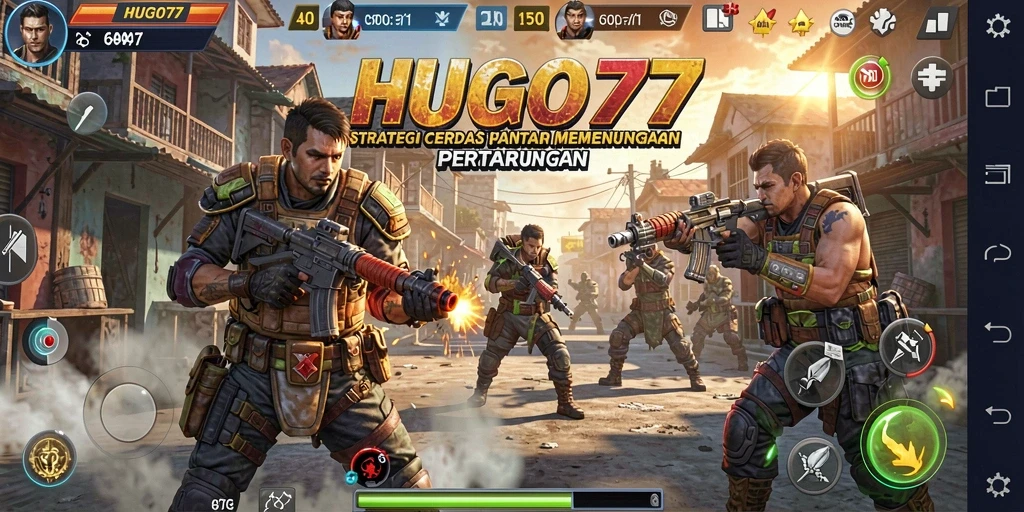 Tampilan gameplay yang mendebarkan dari HUGO77 saat bertarung.