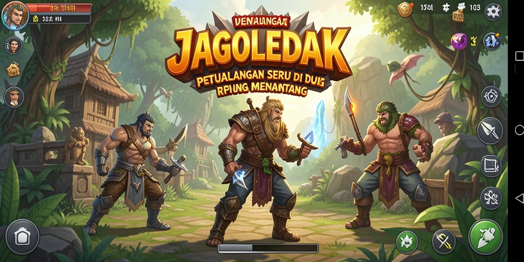 Screenshot utama JAGOLEDAK menampilkan aksi pertempuran yang mendebarkan di dunia RPG.