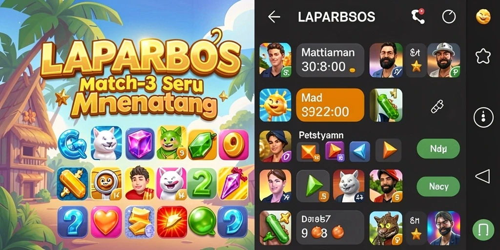 Tampilan gameplay seru LAPARBOS dengan kombinasi warna-warni.