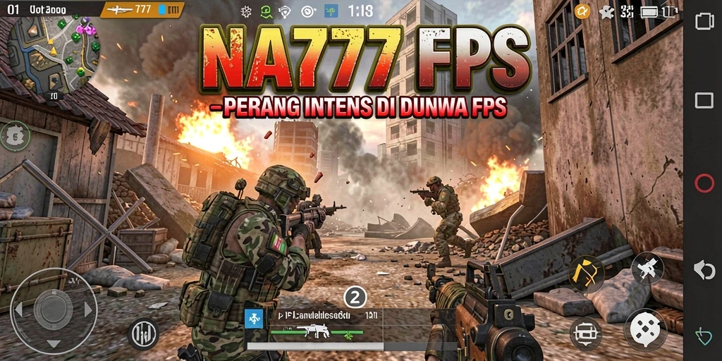 Screenshot utama NA777 menunjukkan gameplay FPS yang intens dan penuh adrenalin.