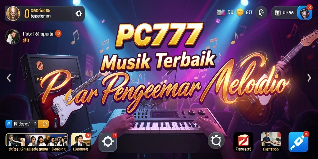 Tampilan gameplay PC777 dengan berbagai lagu dan tantangan musik.