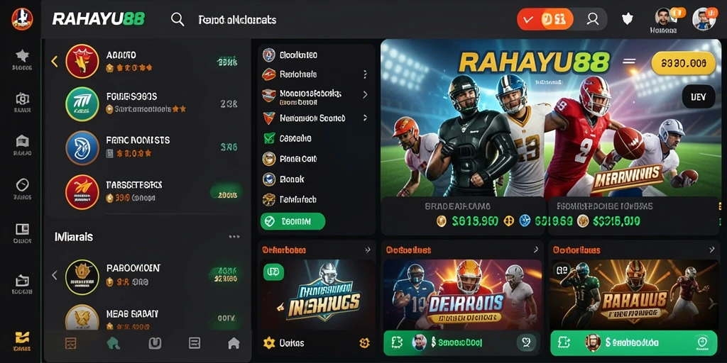 Screenshot utama RAHAYU88 menampilkan antarmuka taruhan olahraga yang menarik.
