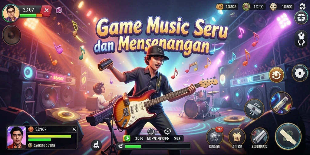 Tampilan gameplay <strong>SD107</strong> yang menarik dan interaktif saat bermain musik.