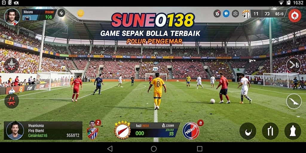 Tampilan gameplay menegangkan dari SUNEO138 saat pertandingan sepak bola.