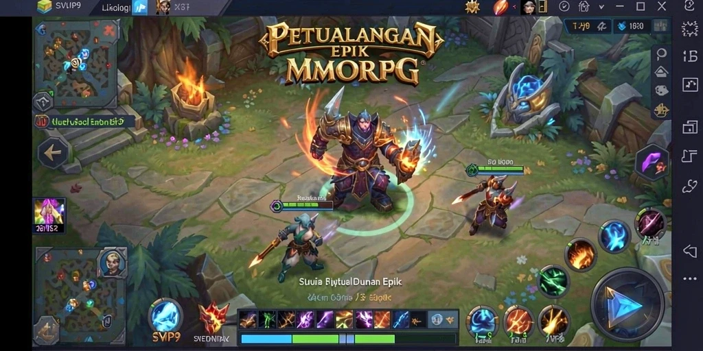 Tampilan gameplay dinamis dalam petualangan MMORPG yang seru.