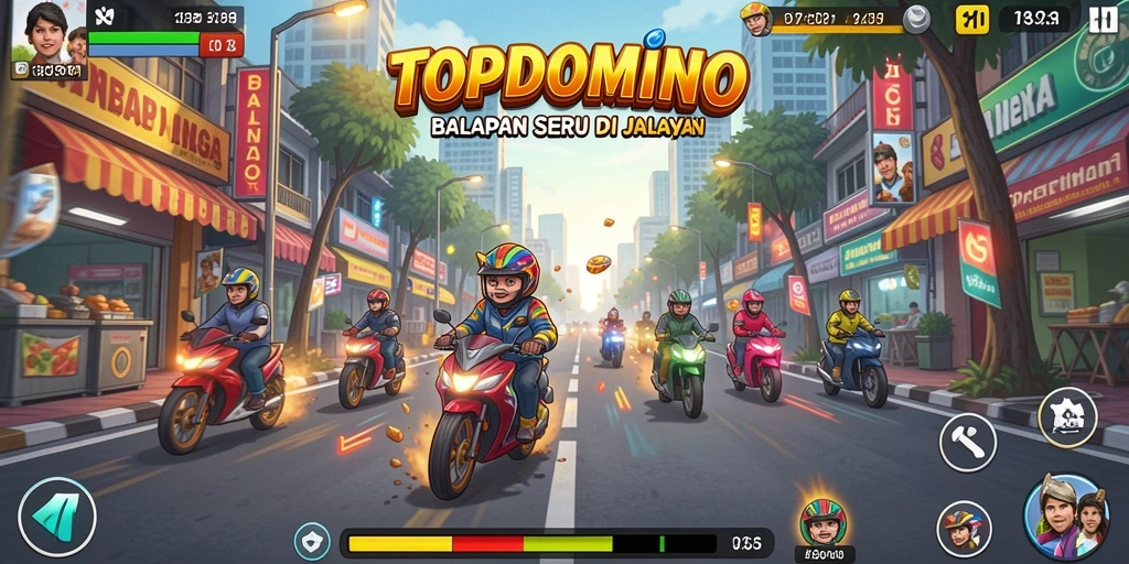 Gameplay seru dan menegangkan di lintasan balap TOPDOMINO.